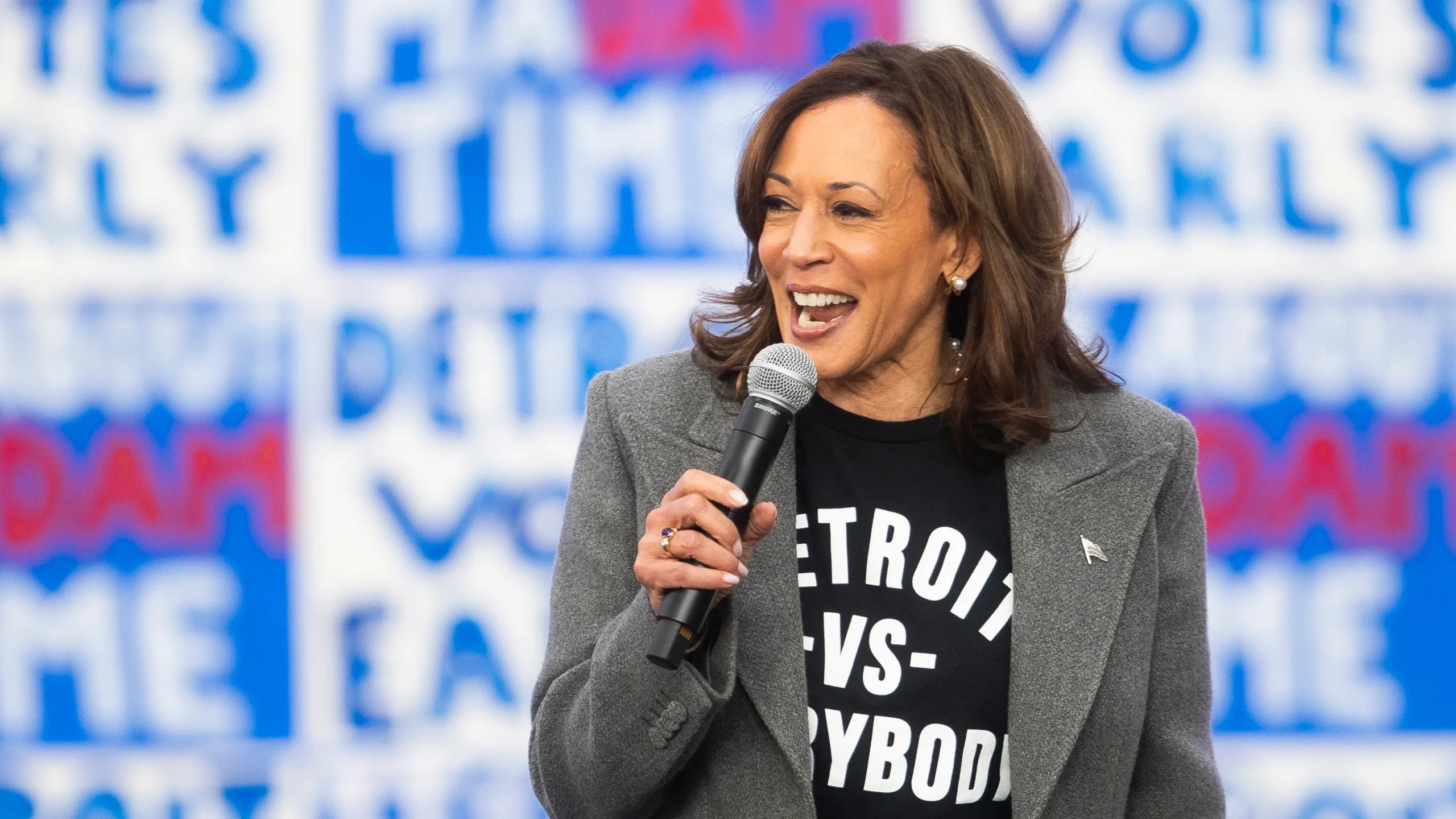 Kamala Harris and Rapper Lizzo Hold A Very Brief Campaign Rally in Detroit, Michigan